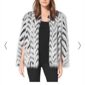 Michael Kors Black and white faux fur cape